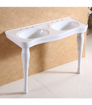 مغسلة حوضين  بورسلان ابيض - 2 ارجل اوتس صيني  1180 × 480 × 840م # 120M